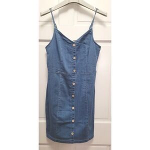 blashe denim dress Blashe Dress light Denim Buttondown Sleeveless Slim Fit Dress Women Sz Small